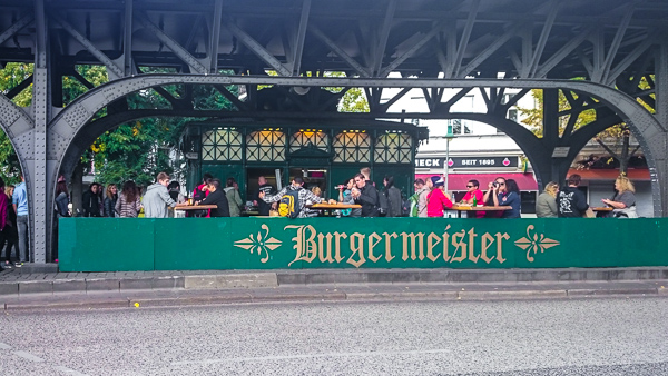 I love how the outside of Burgermeister has been left to show the burger place is an old converted toilet
